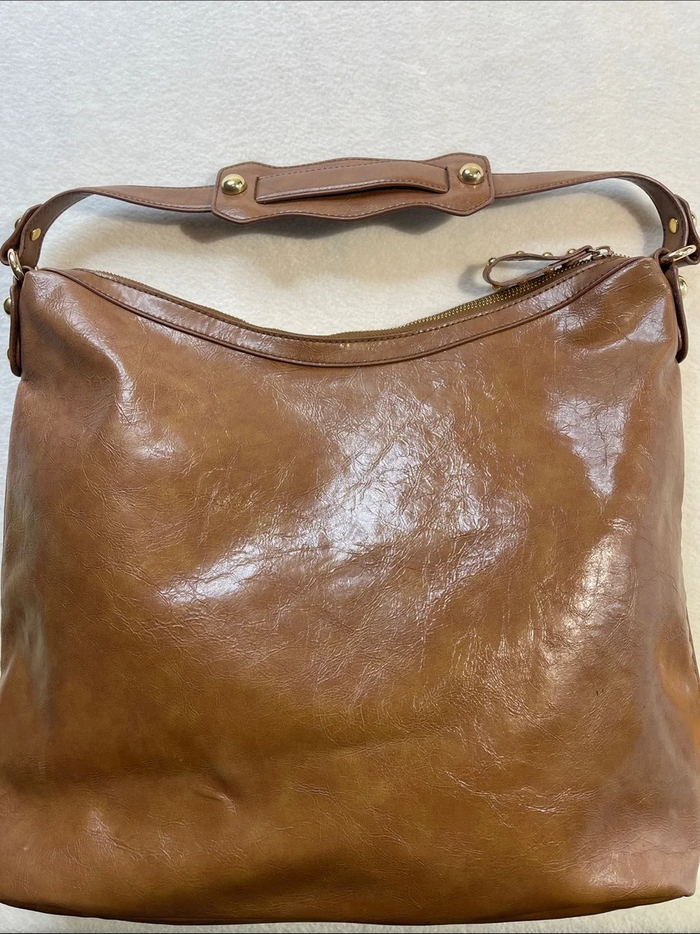 JESSICA SIMPSON  HOBO Tote/PURSE /Bag with Floral Lining - Tan GOLD DETAILS